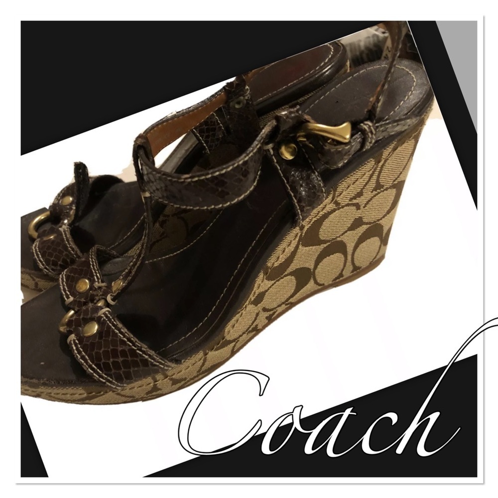 Coach Brown and Gold Wedges
